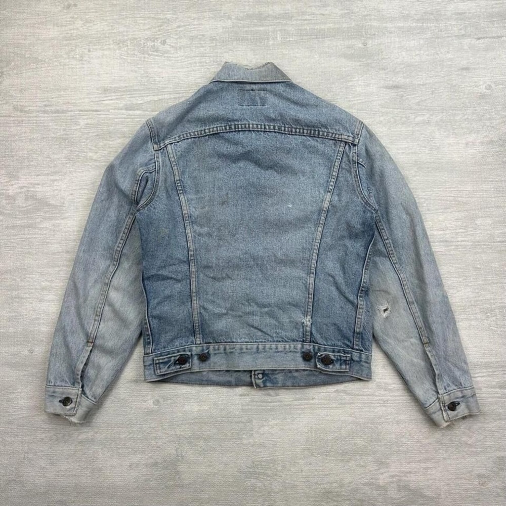 Vintage 80s Levis Type 3 Denim Jacket Mens Small Trucker 2 Pocket Light Wash - Picture 4 of 6